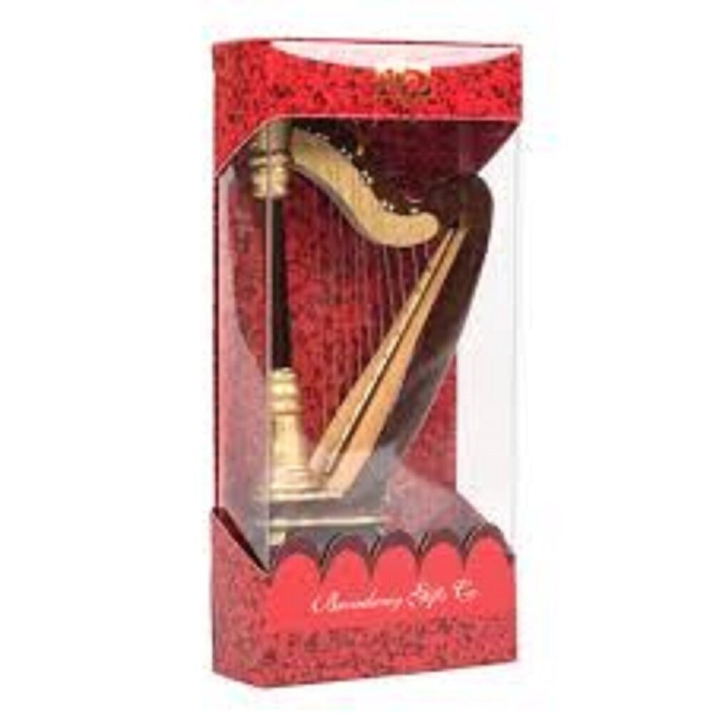 Broadway Gifts Realistic Wood Brass HARP Musical Instrument Christmas Ornament